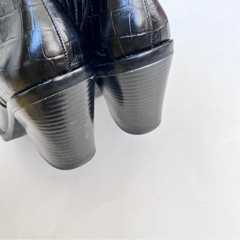 Rebecca Minkoff Embossed Leather Western Black Ankle Boots Size 9.5 - Picture 7 of 9